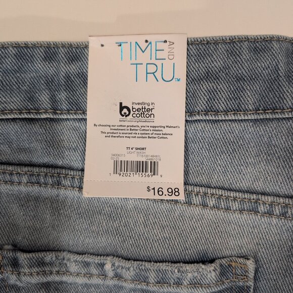 Time and Tru Women's High Rise Denim Short, 4" Inseam, NEW Size 8 Blue - Picture 4 of 5
